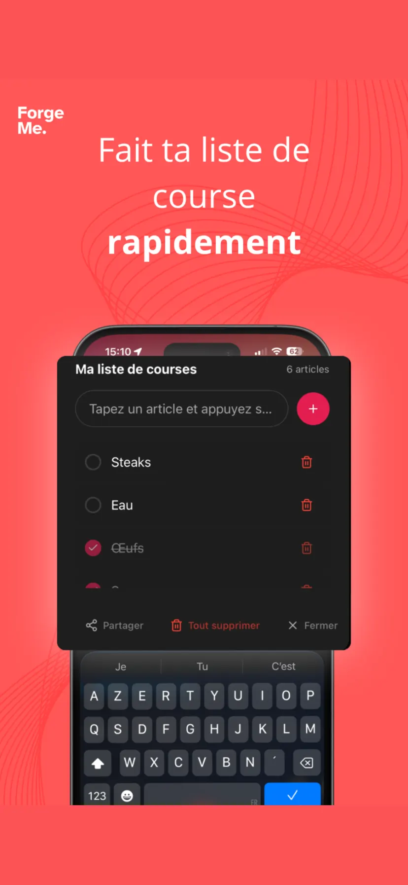 ForgeMe, écran 4 sur 4