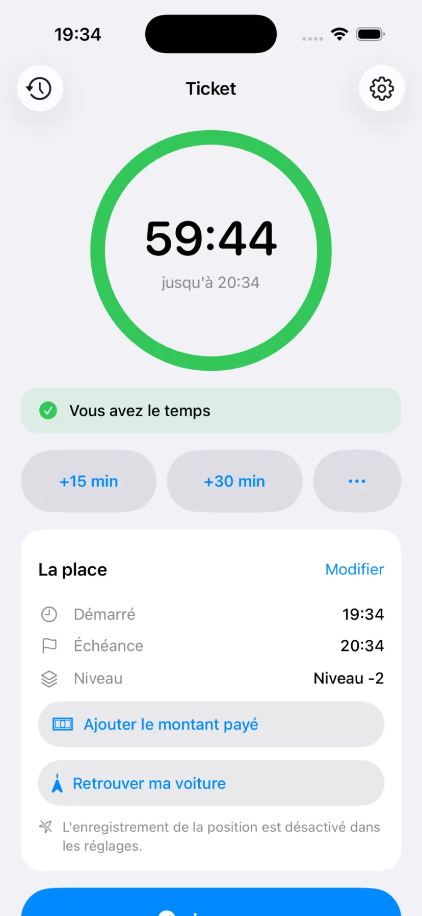 Ticket, écran 2 sur 4