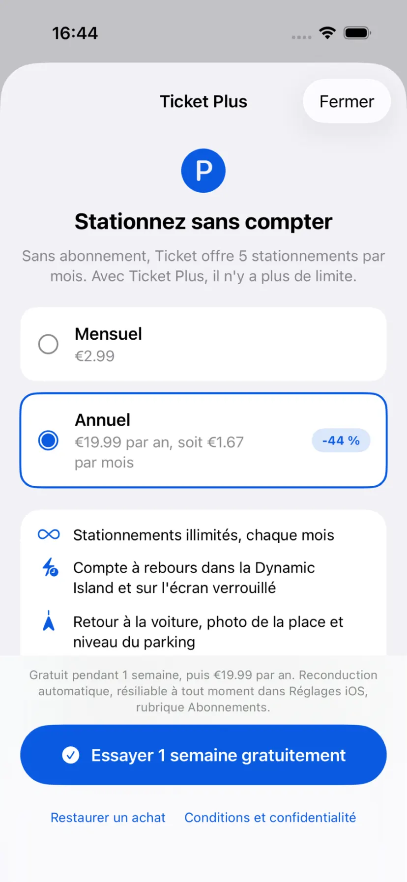Ticket, écran 4 sur 4